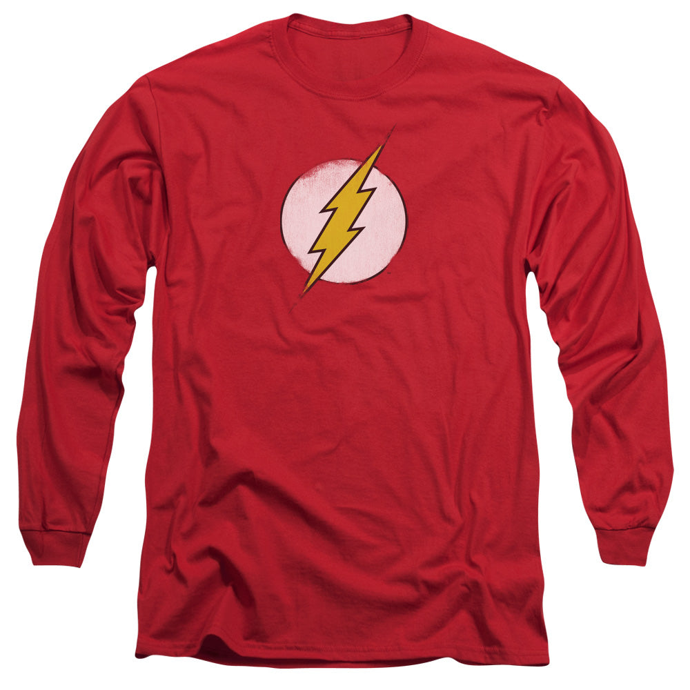 Dc Flash Rough Flash Logo Mens Long Sleeve Shirt Red