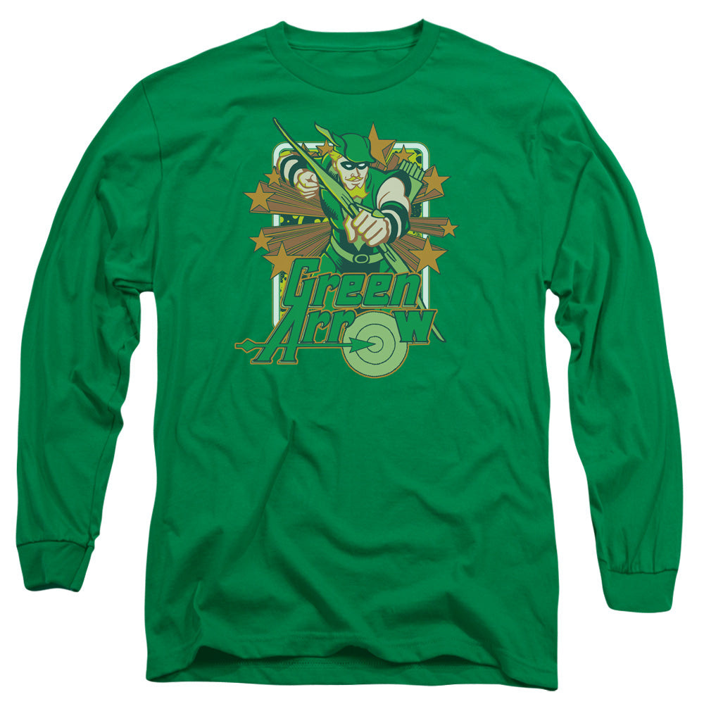Dc Green Arrow Stars Mens Long Sleeve Shirt Kelly Green Officially Licensed