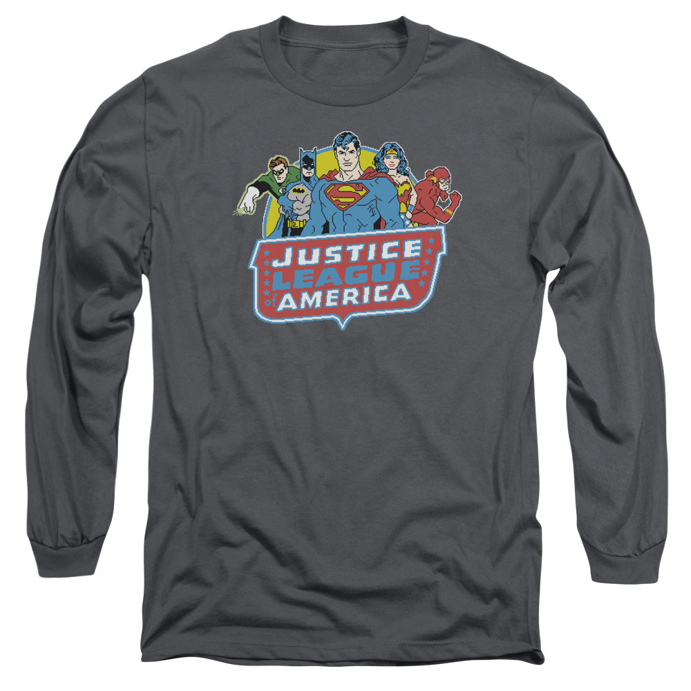 Dc 8 Bit League Mens Long Sleeve Shirt Charcoal Officially Licensed