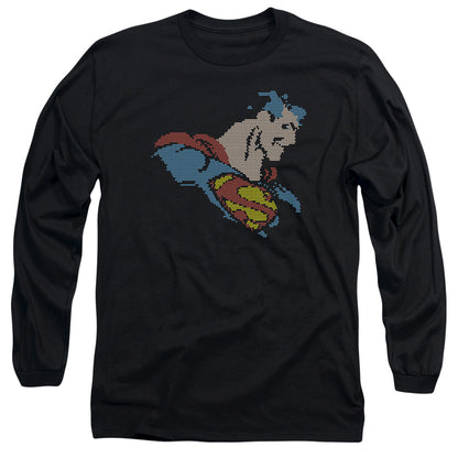 Dc Lite Brite Superman Mens Long Sleeve Shirt Black Officially Licensed