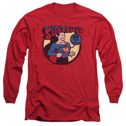 Dc Superman 64 Mens Long Sleeve Shirt Red Officially Licensed