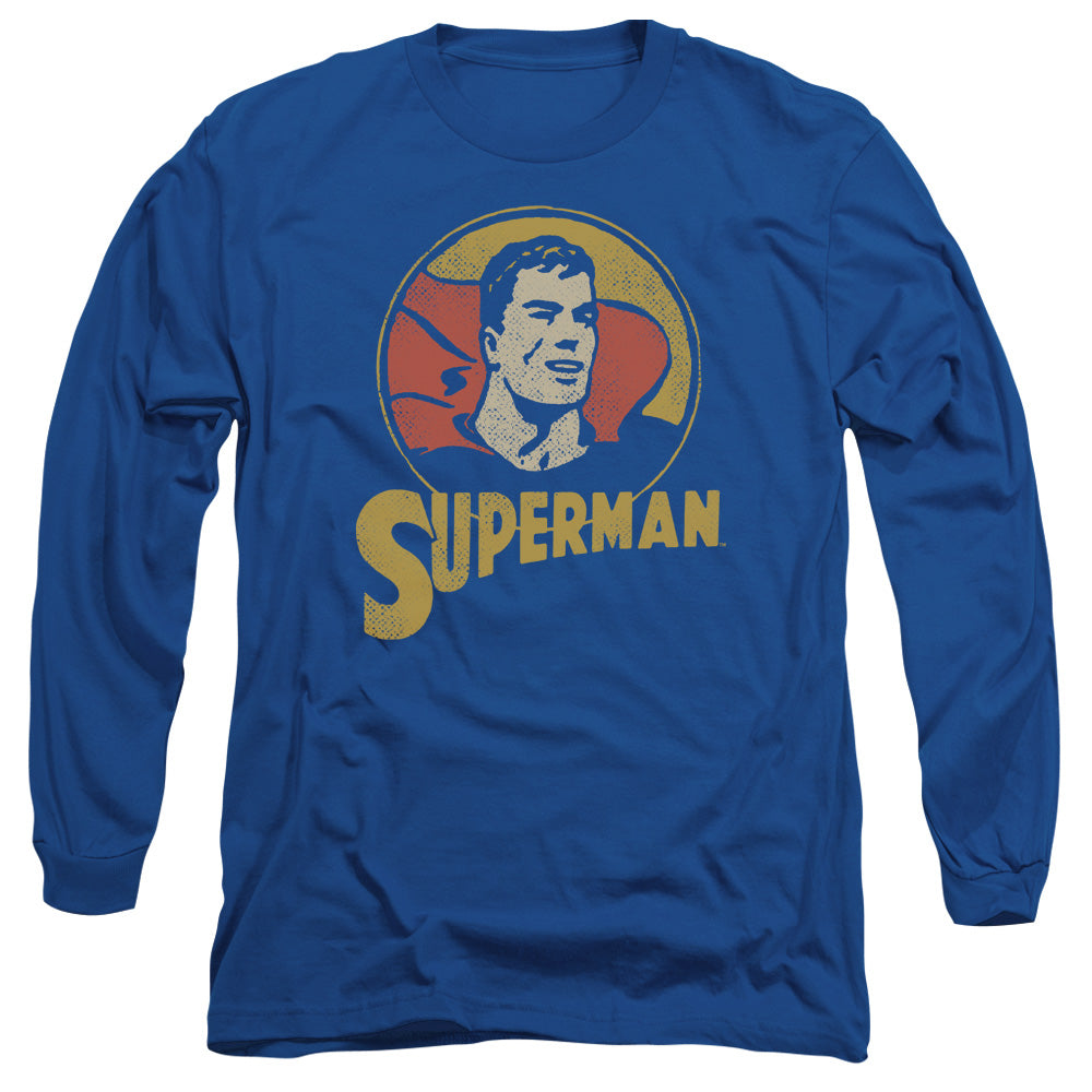Dc Super Circle Mens Long Sleeve Shirt Royal Officially Licensed
