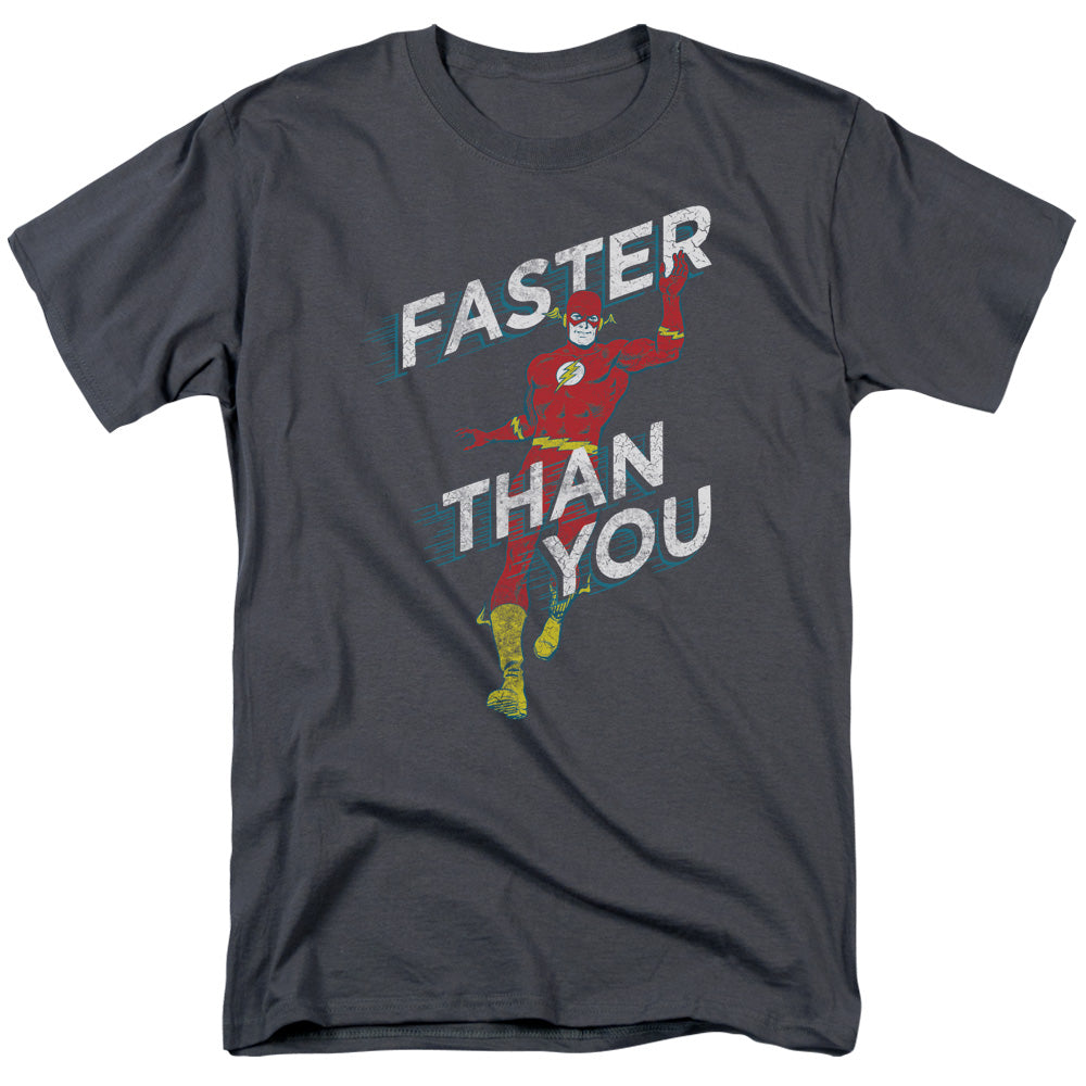 Dc Flash Faster Than You Mens T Shirt Charcoal