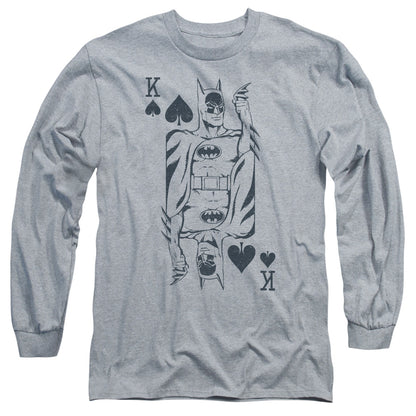 Dc Bat Card Mens Long Sleeve Shirt Athletic Heather Officially Licensed