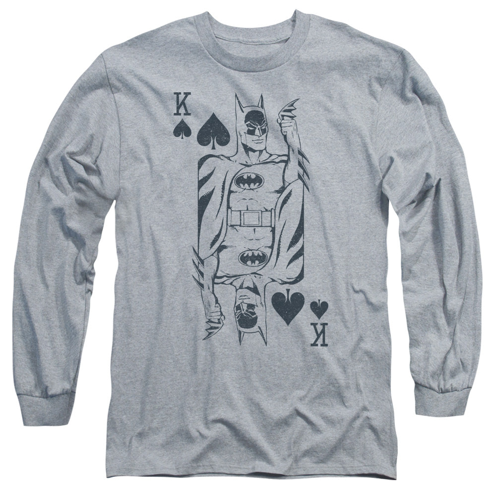 Dc Bat Card Mens Long Sleeve Shirt Athletic Heather Officially Licensed