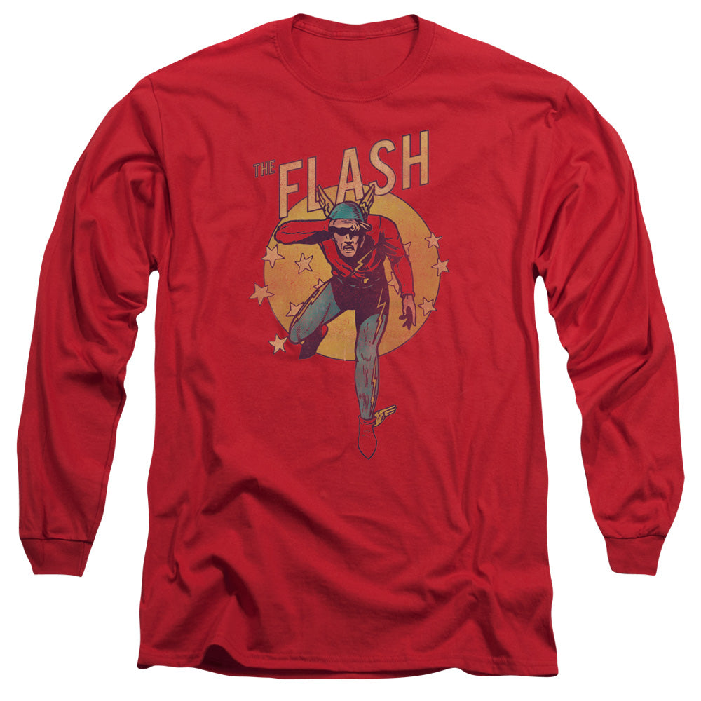 Dc Flash Circle & Stars Mens Long Sleeve Shirt Red