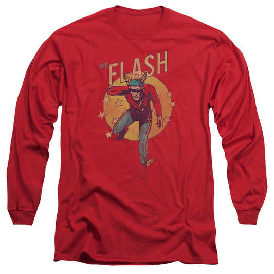 Dc Flash Circle & Stars Mens Long Sleeve Shirt Red