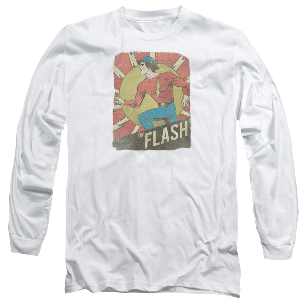 Dc Flash Tattered Poster Mens Long Sleeve Shirt White