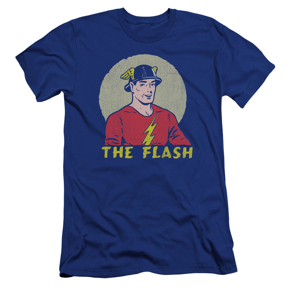 Dc Flash Faded Circle Premium Bella Canvas Slim Fit Mens T Shirt Royal Blue