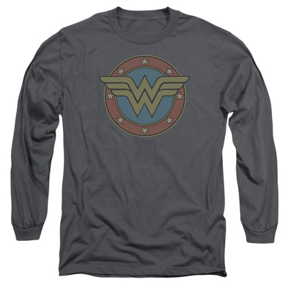 Dc Ww Vintage Emblem Mens Long Sleeve Shirt Charcoal Officially Licensed