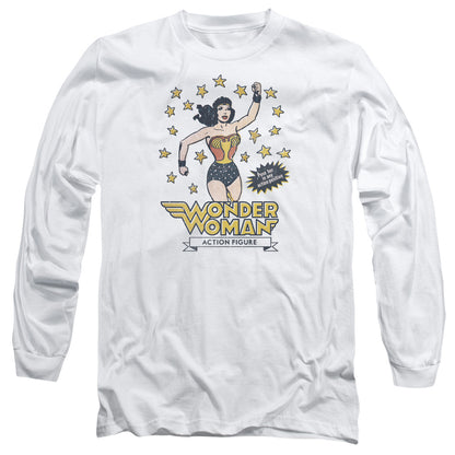 Dc Action Figure Mens Long Sleeve Shirt White Officially Licensed