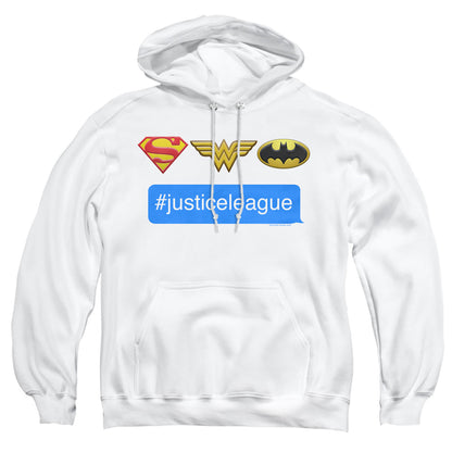 Dc Hashtag Jla Mens Hoodie White Officially Licensed