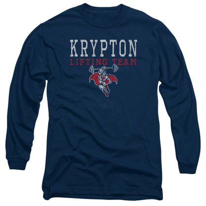 Dco Krpton Lifting Mens Long Sleeve Shirt Navy Officially Licensed