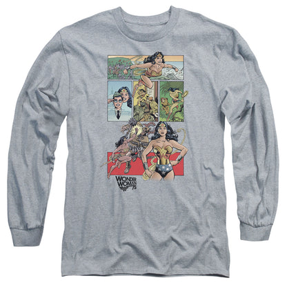 Wonder Woman Ww75 Comic Page Mens Long Sleeve Shirt Athletic Heather