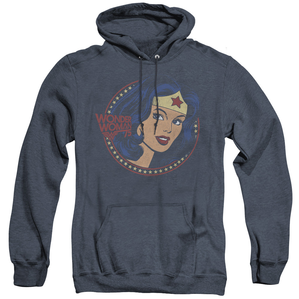 Dc Ww75 Starburst Portrait Heather Mens Hoodie Navy Officially Licensed