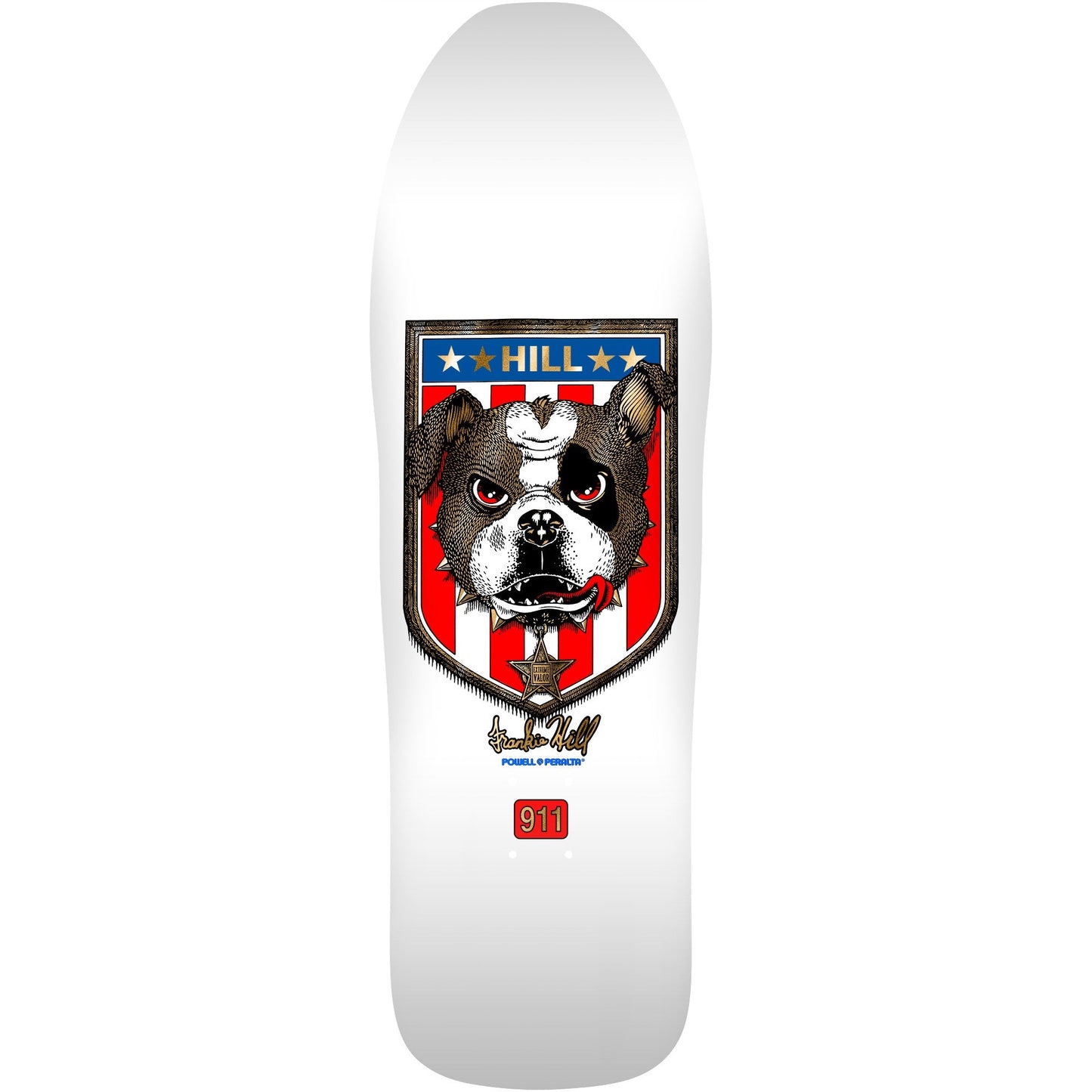 Powell Peralta Frankie Hill Bulldog Reissue Skateboard Deck - 10ƒ?? White/Gold Foil