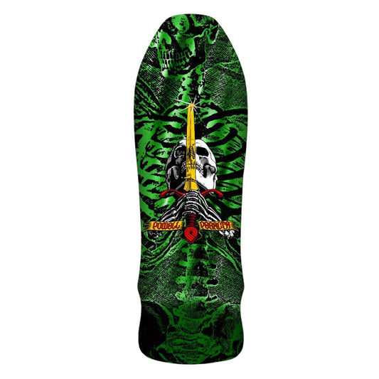Powell Peralta GeeGah Skull and Sword Skateboard Deck - 9.75ƒ?? Green Foil