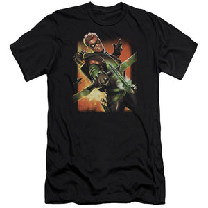 Jla Green Arrow #1 Premium Bella Canvas Slim Fit Mens T Shirt Black