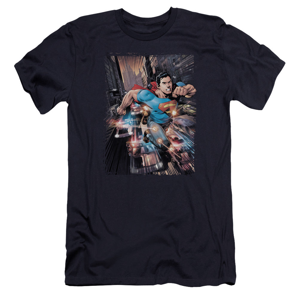 Superman Action Comics #1 Premium Bella Canvas Slim Fit Mens T Shirt Navy