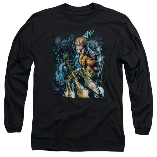 Jla Aquaman #1 Mens Long Sleeve Shirt Black