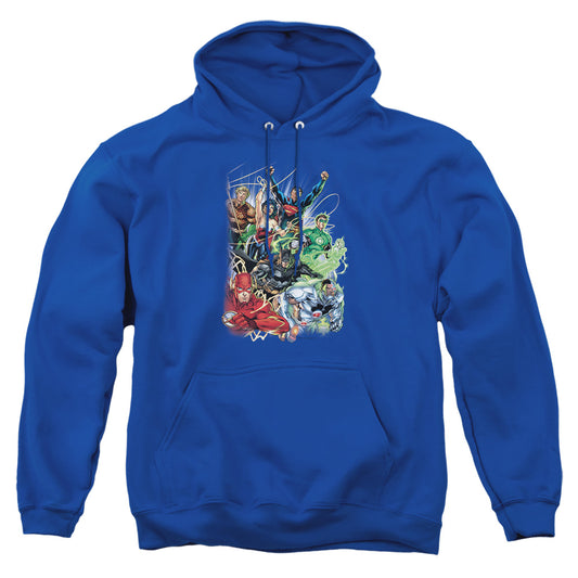 Jla Justice League #1 Mens Hoodie Royal Officially Licensed