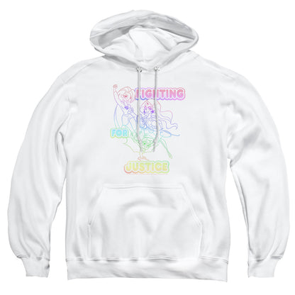 Dc Superhero Girls Fighting For Justice Mens Hoodie White Officially Licensed