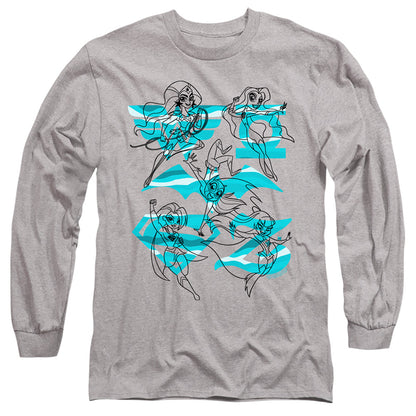 Dc Superhero Girls Line Art Group Mens Long Sleeve Shirt Athletic Heather Officially Licensed Officially Licensed