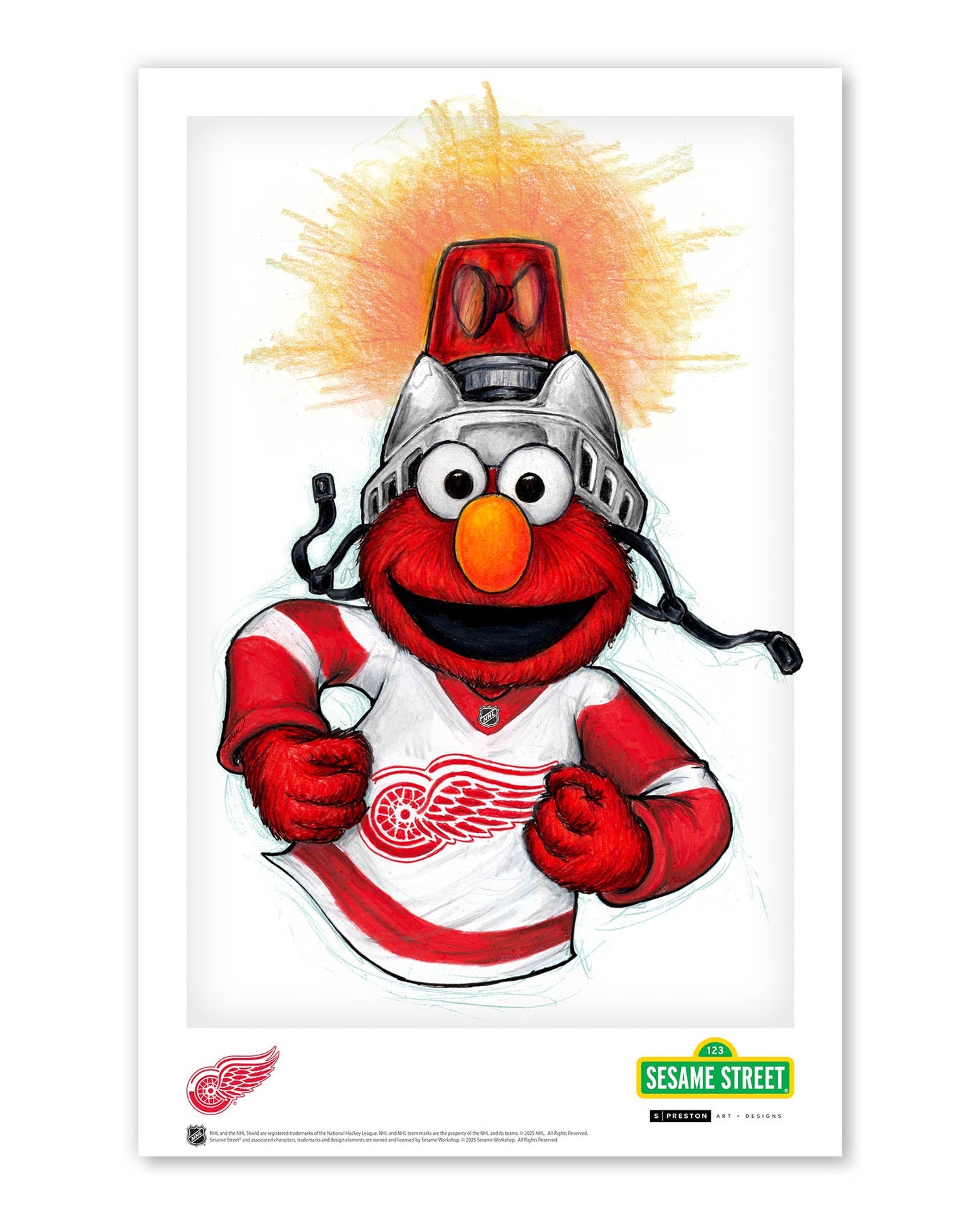 Elmo Loves Goals! x NHL Red Wings Limited Edition Art Print