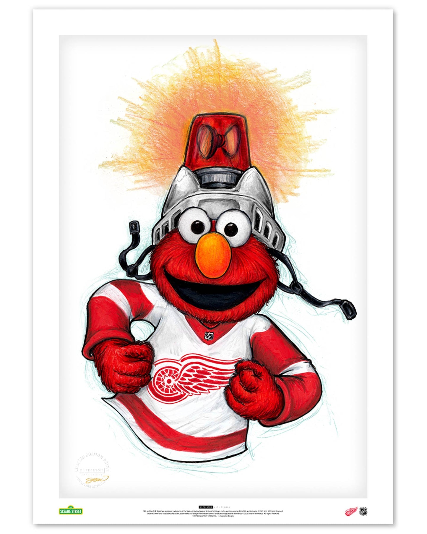 Elmo Loves Goals! x NHL Red Wings Limited Edition Art Print