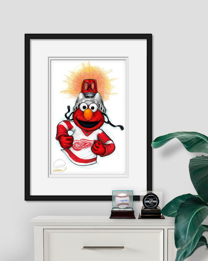 Elmo Loves Goals! x NHL Red Wings Limited Edition Art Print