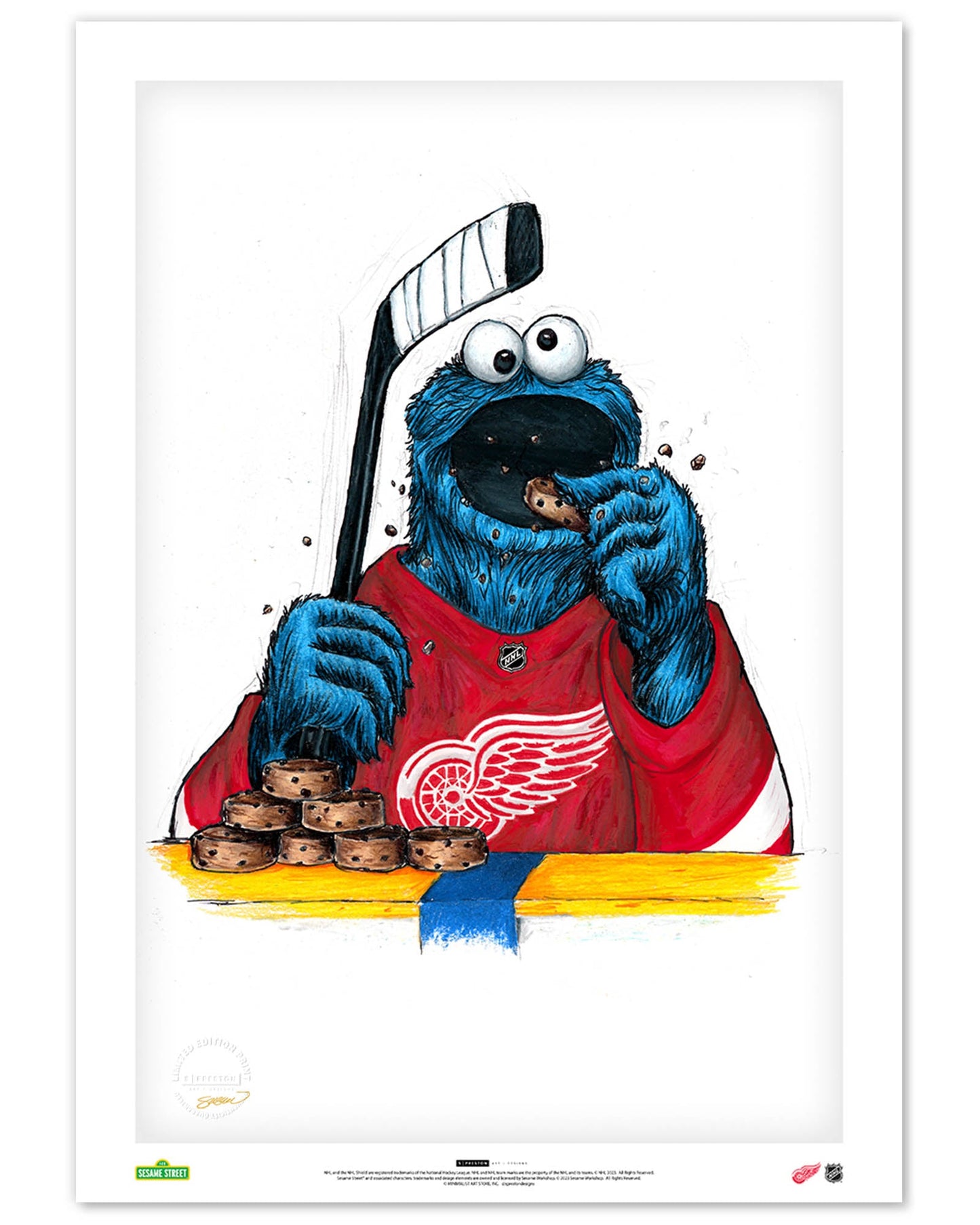 Cookie Monster x NHL Red Wings Limited Edition Art Print