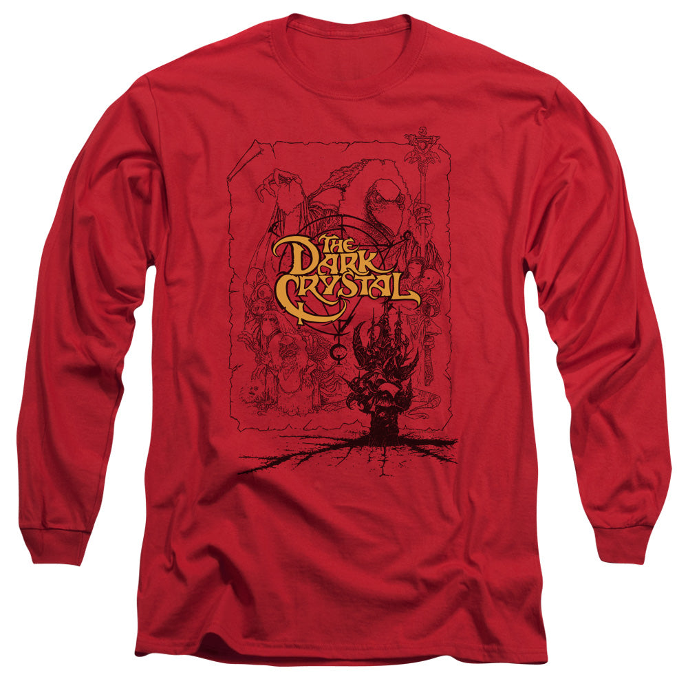 Dark Crystal Poster Lines Mens Long Sleeve Shirt Red Officially Licensed Officially Licensed