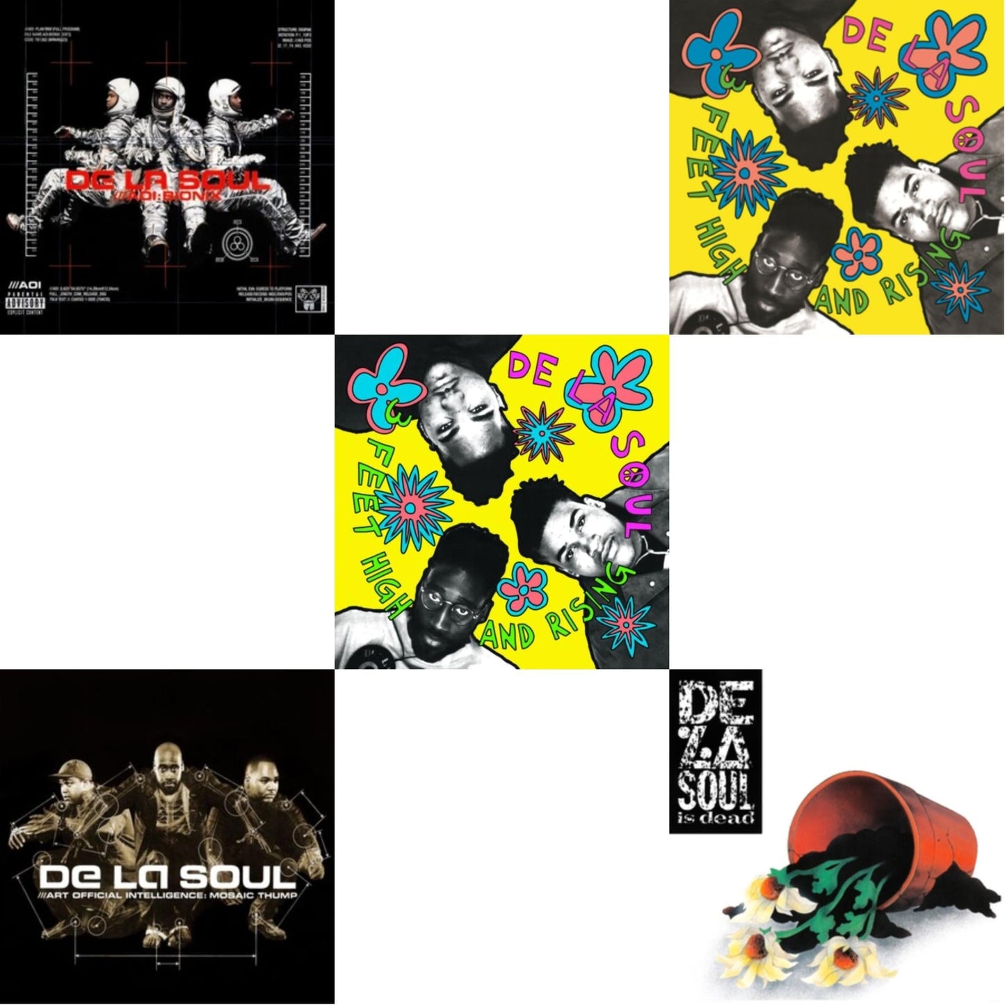 De La Soul - Aoi: Bionix (Remaster/2LP) & Art Official Intelligence: Mosaic Thump (Remaster) & 3 Feet High & Rising (2LP/Yellow Vinyl) & 3 Feet High & Rising (2LP) & De La Soul Is Dead (2LP)