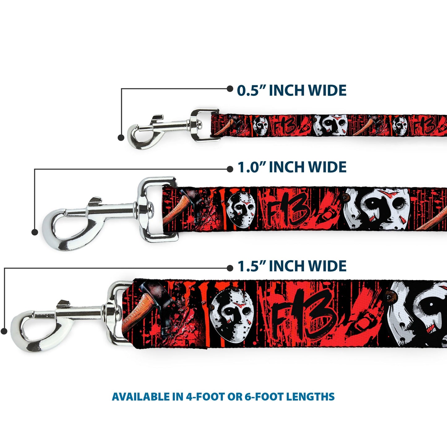 Friday The 13th Jason Mask Blood Splatter Dog Leash
