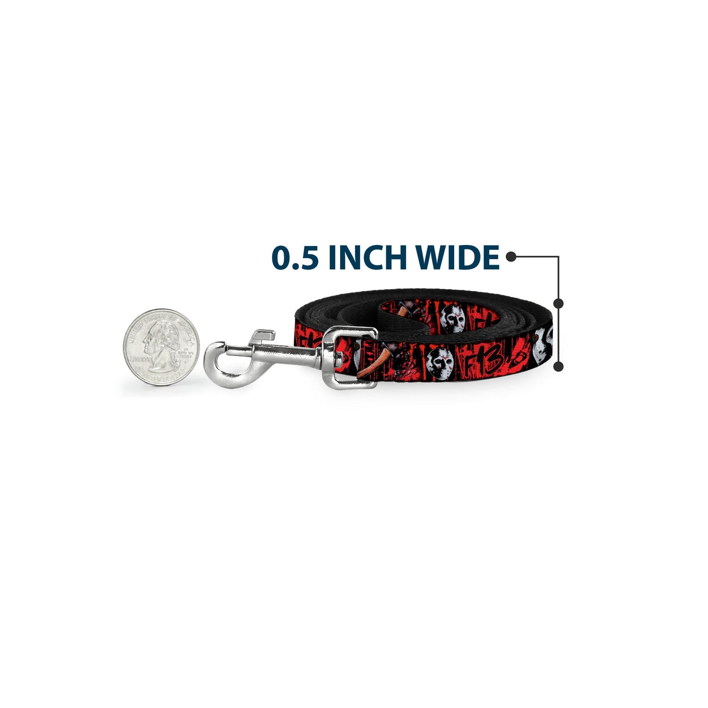 Friday The 13th Jason Mask Blood Splatter Dog Leash