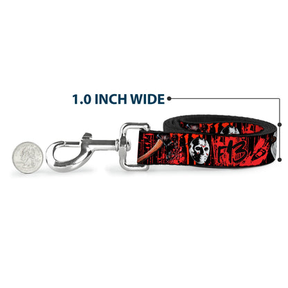 Friday The 13th Jason Mask Blood Splatter Dog Leash