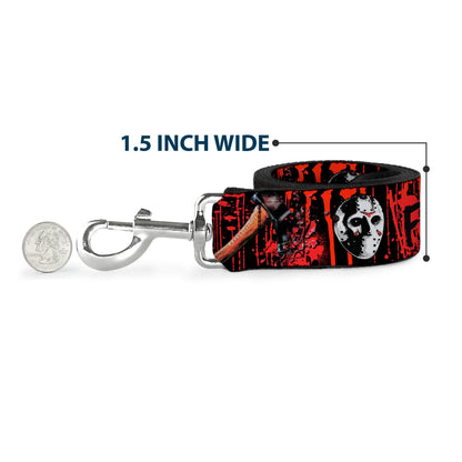 Friday The 13th Jason Mask Blood Splatter Dog Leash