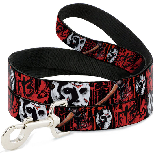 Friday The 13th Jason Mask Blood Splatter Dog Leash