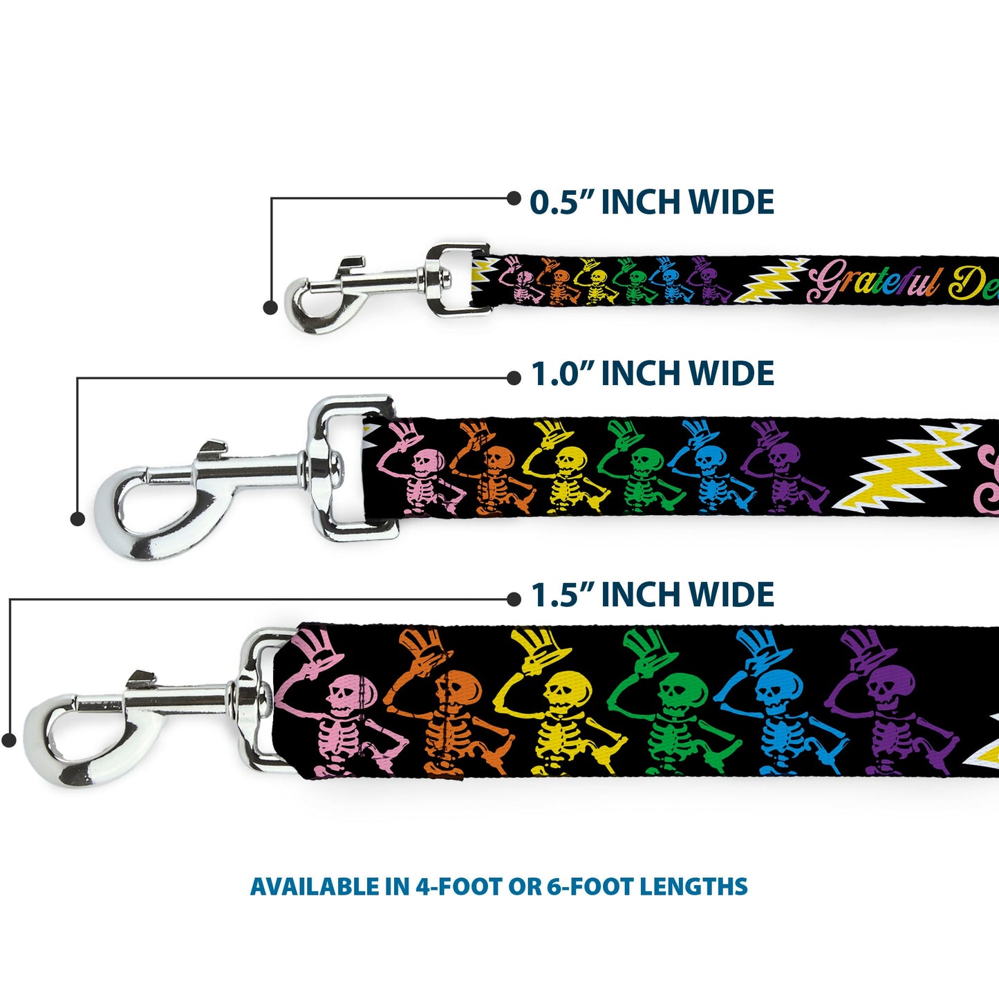 Grateful Dead Script With Bears & Skeletons Dog Leash