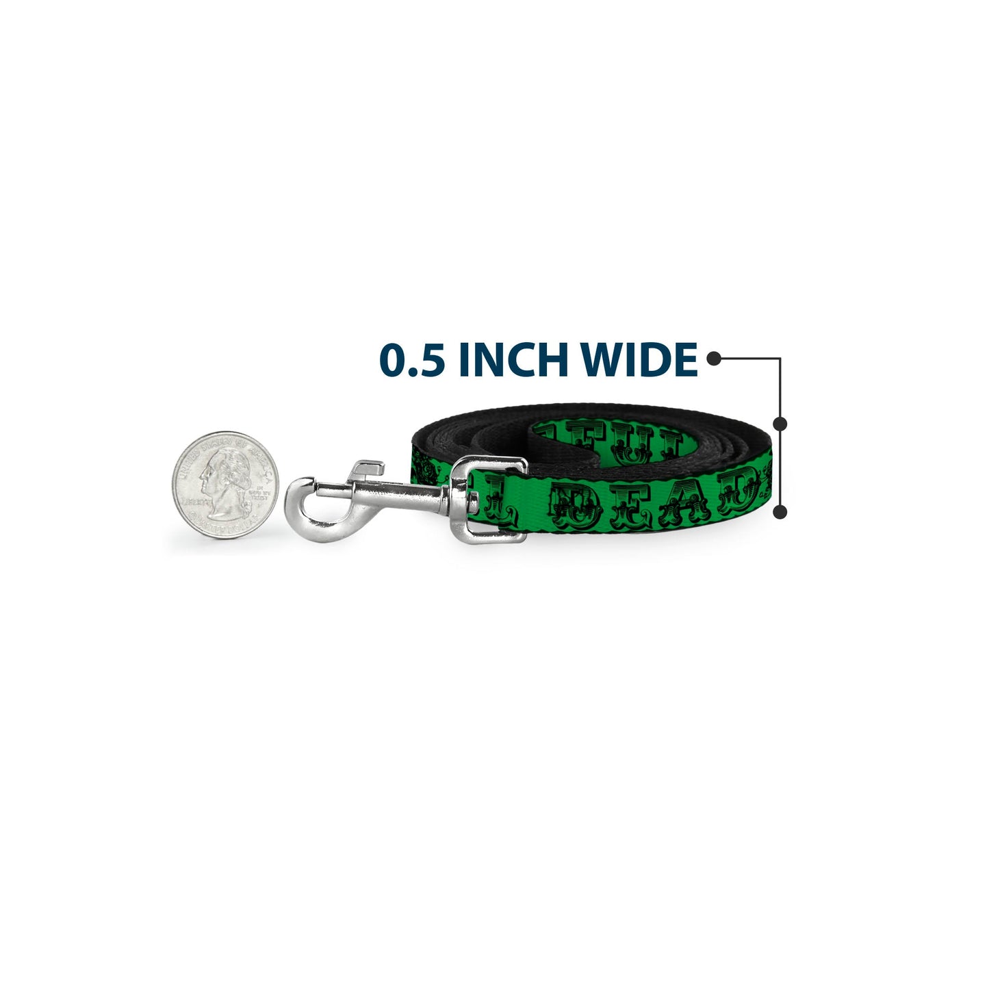 Grateful Dead Text with Skull & Roses Dog Leash