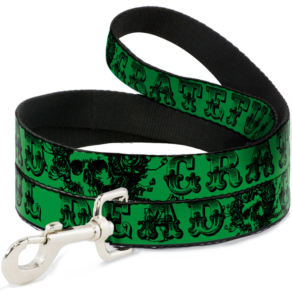 Grateful Dead Text with Skull & Roses Dog Leash