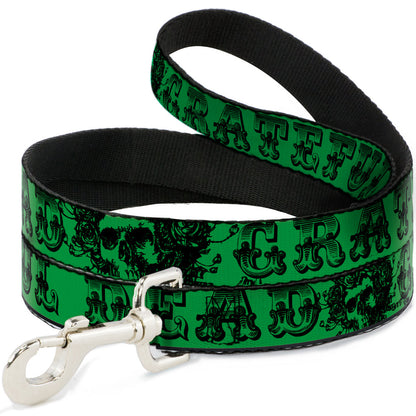 Grateful Dead Text with Skull & Roses Dog Leash