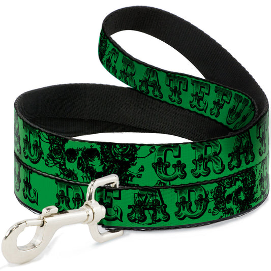 Grateful Dead Text with Skull & Roses Dog Leash