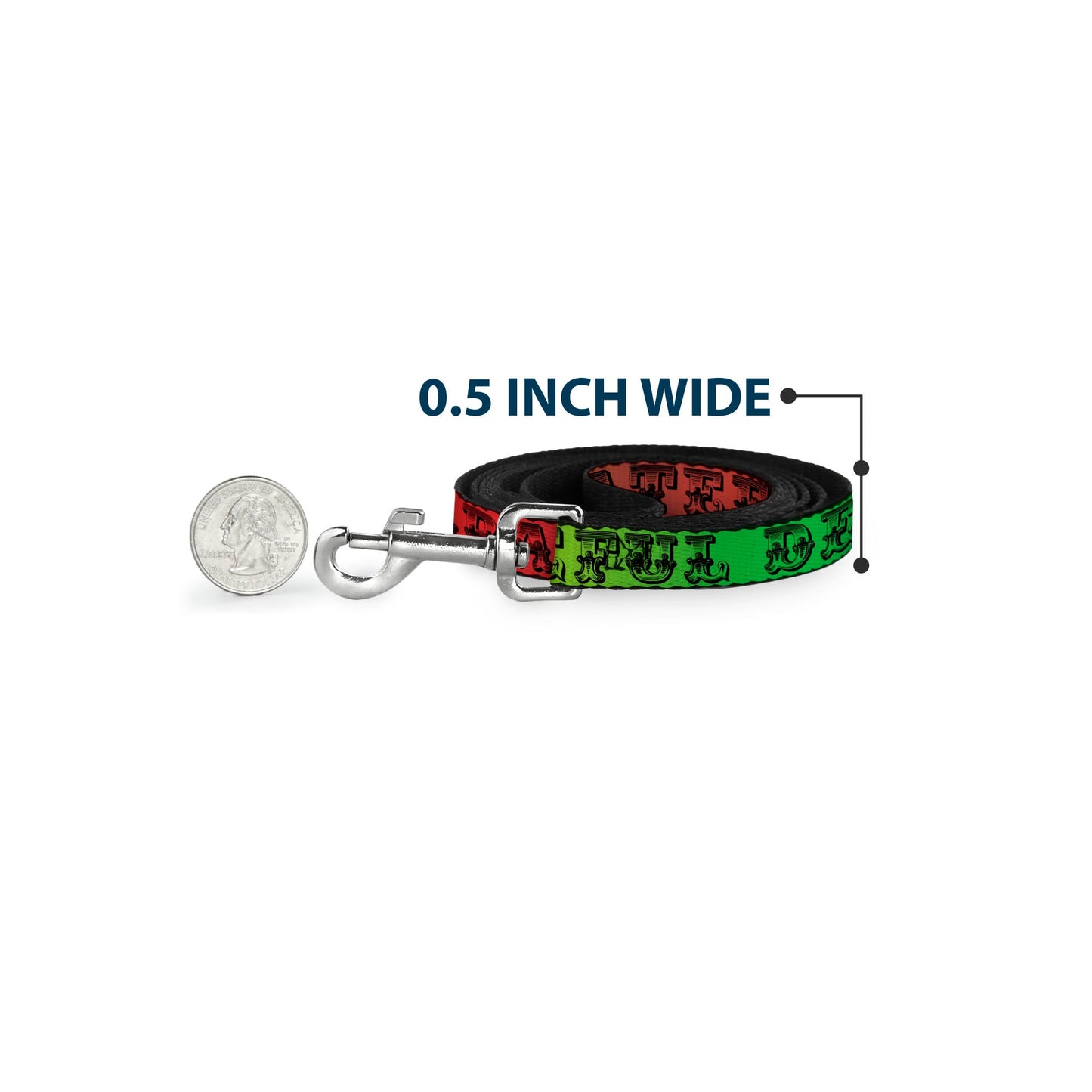 Grateful Dead Text With Skull & Roses Rainbow Fade Dog Leash