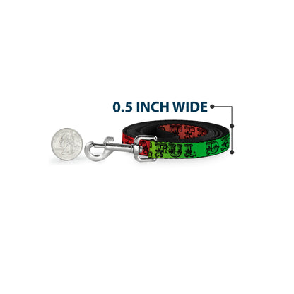 Grateful Dead Text With Skull & Roses Rainbow Fade Dog Leash