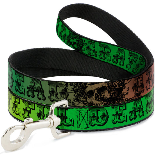 Grateful Dead Text With Skull & Roses Rainbow Fade Dog Leash