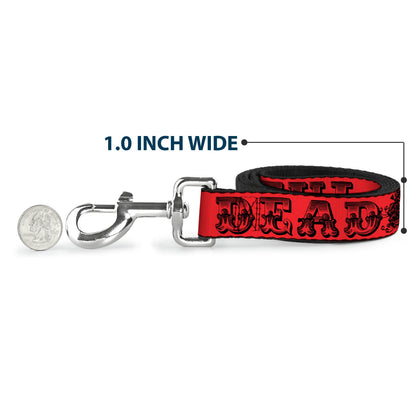 Grateful Dead Text with Skull & Roses Red Dog Leash