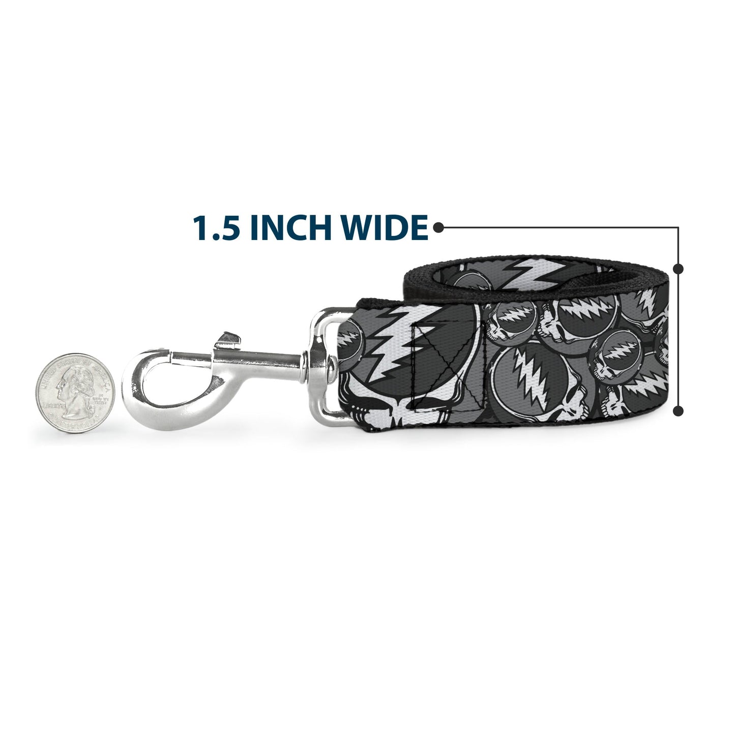 Grateful Dead Steal Your Face Stacked Gray Dog Leash