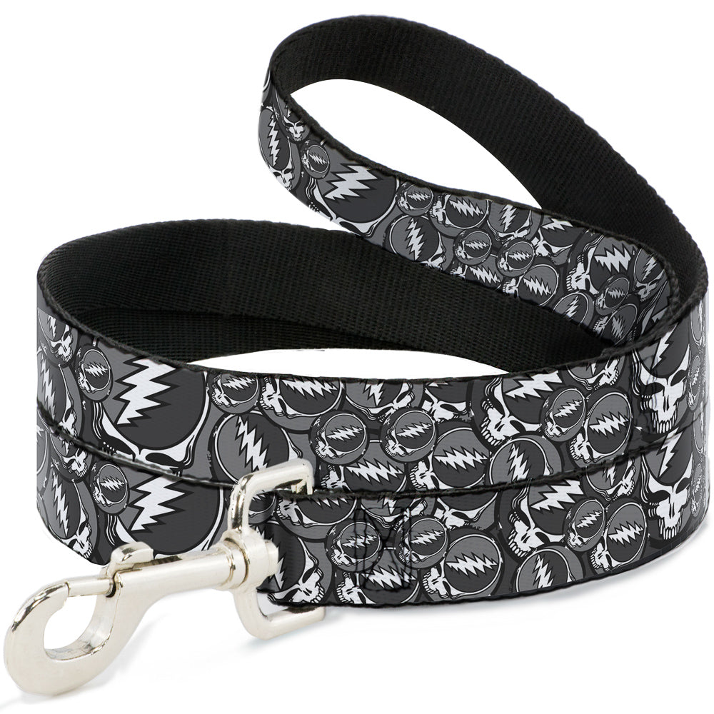 Grateful Dead Steal Your Face Stacked Gray Dog Leash