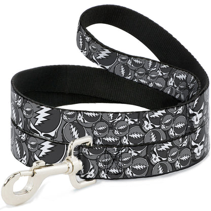 Grateful Dead Steal Your Face Stacked Gray Dog Leash